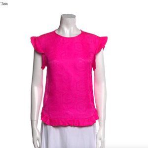 ISABEL MARANT Silk Crew Neck Blouse HOT PINK SILK US4 FR36 NWOT